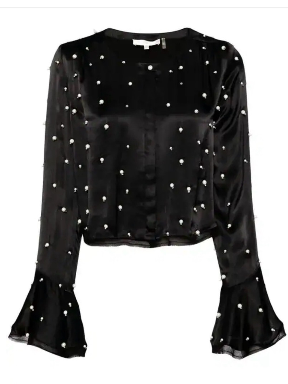 Women's Black Pearl-Embellished Open Cardigan - Elegant Layering ,